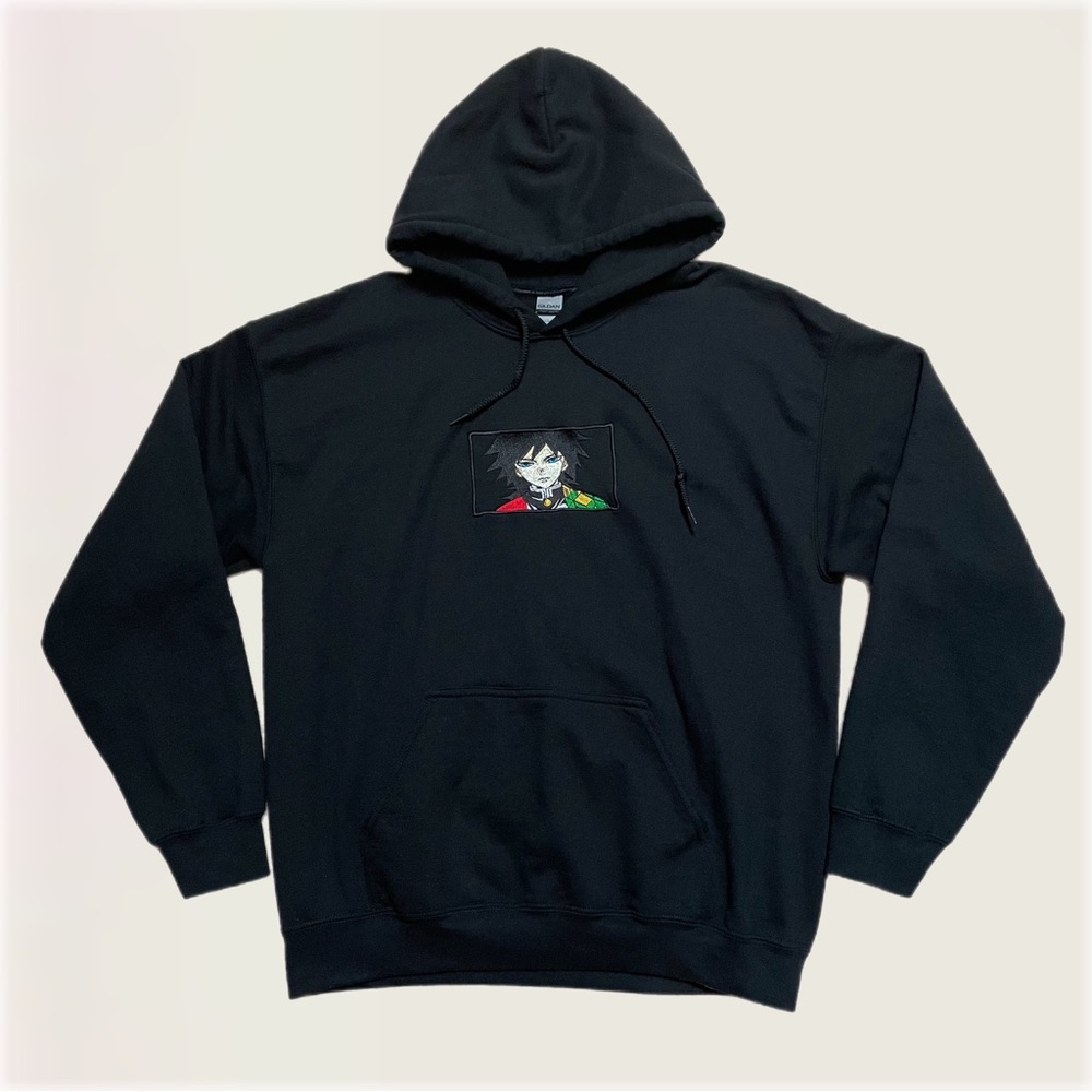 Demon Slayer Anime Hoodie Giyu Tomioka Embroidered Patch Graphic